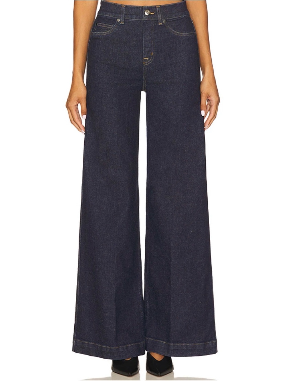 Revolve SPANX Pull on Wide Leg Jean in Undone‎ Indigo.